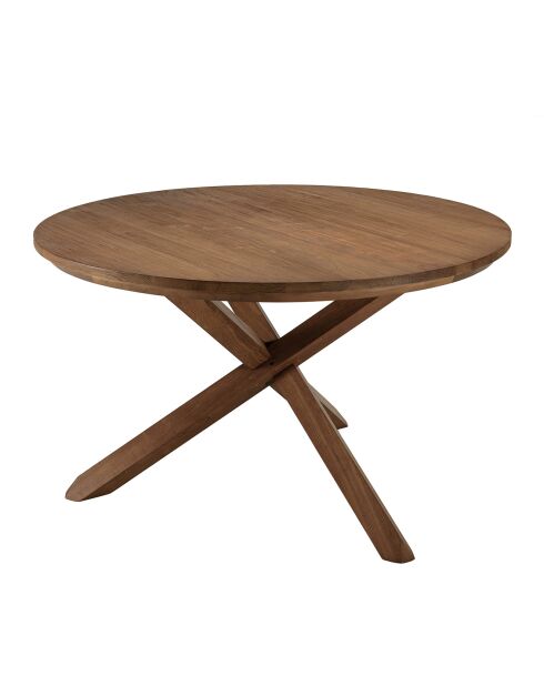 Table à manger ronde en bois de teck recyclé Sixtine bois - 130x130x78 cm