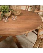 Table à manger ronde en bois de teck recyclé Sixtine bois - 130x130x78 cm