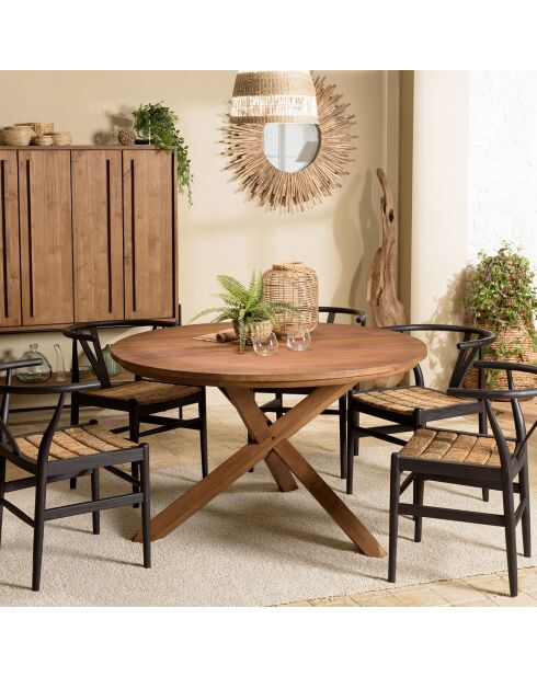 Runder Esstisch aus recyceltem Teakholz aus Sixtine-Holz, 130 x 130 x 78 cm