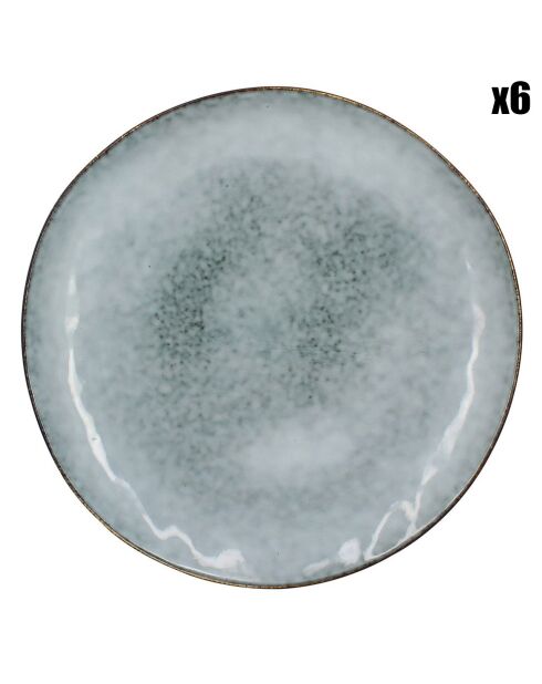 6 Assiettes plates en grès Aronal bleues - D.27.5 cm