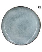 6 Assiettes à dessert en grès Aronal bleues - D.20.5 cm