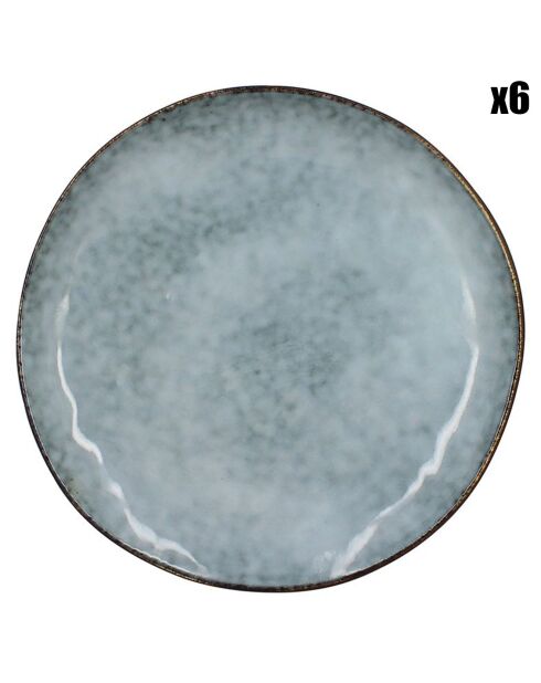 6 Assiettes à dessert en grès Aronal bleues - D.20.5 cm