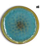 6 Assiettes plates en grès Motala bleues - D.27.5 cm