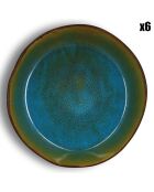 6 Assiettes creuses en grès Motala bleues - D.16 cm