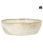 6 Assiettes creuses en grès Boral beige  clair - D.16 cm