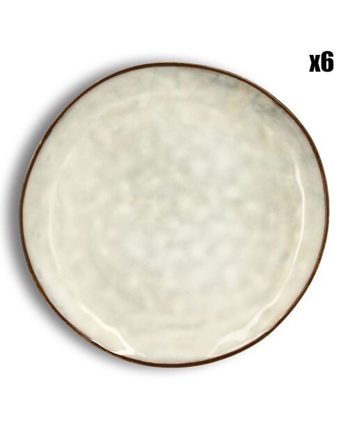 6 Assiettes à dessert en grès Boral beige  clair - D.20.5 cm