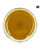 6 Assiettes plates en grès Balata jaunes - D.27.5 cm