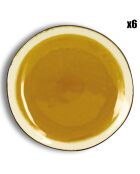 6 Assiettes à dessert en grès Balata jaunes - D.20.5 cm