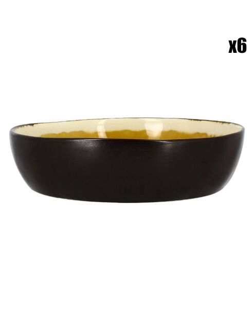 6 Assiettes creuses en grès Balata jaunes - D.20 cm