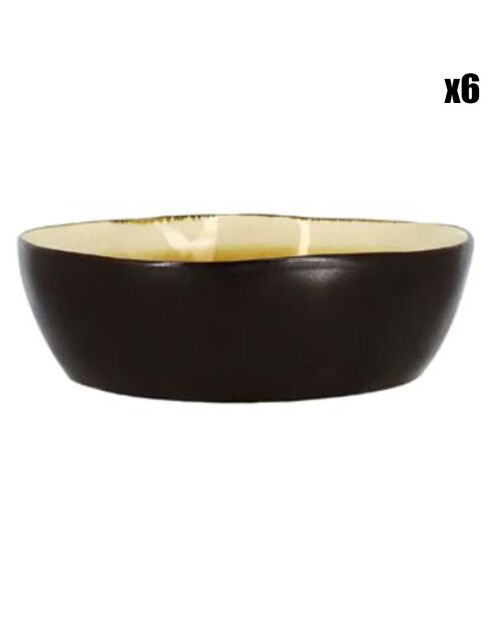 6 Assiettes creuses en grès Balata jaunes - D.16 cm