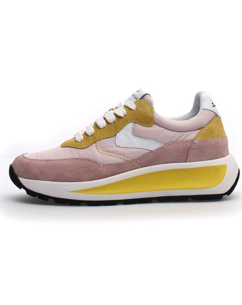 Sneakers en Cuir Club rose/jaune/blanc