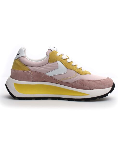 Sneakers en Cuir Club rose/jaune/blanc