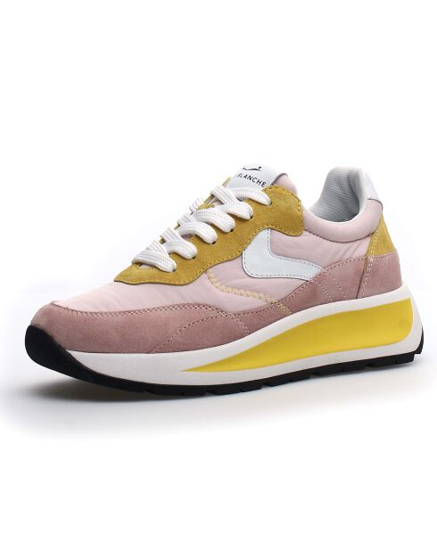 Sneakers en Cuir Club rose/jaune/blanc