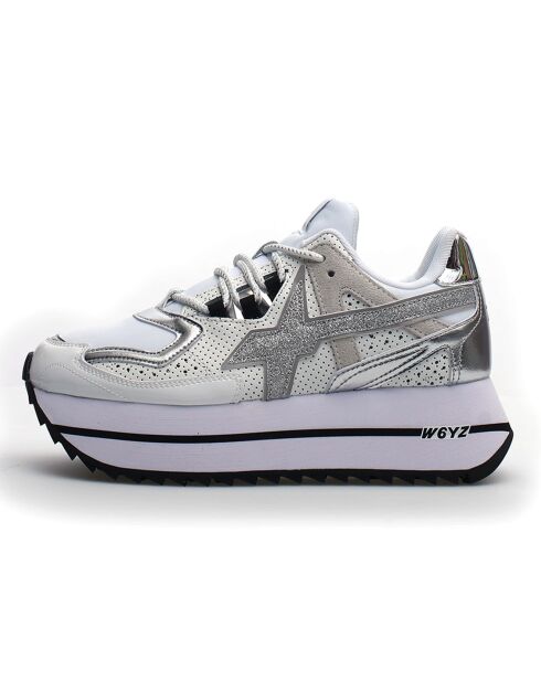 Sneakers en Cuir Debi blanc/argenté