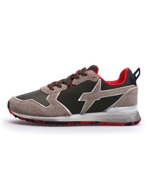Sneakers en Cuir Jet taupe/noir/rouge