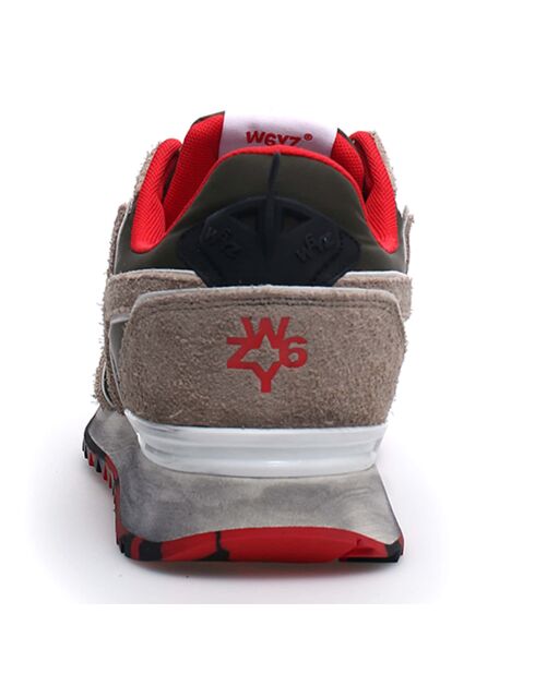 Sneakers en Cuir Jet taupe/noir/rouge