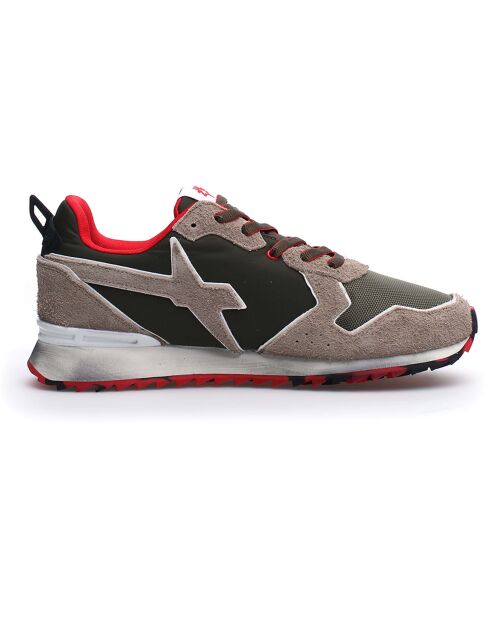 Sneakers en Cuir Jet taupe/noir/rouge