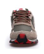 Sneakers en Cuir Jet taupe/noir/rouge