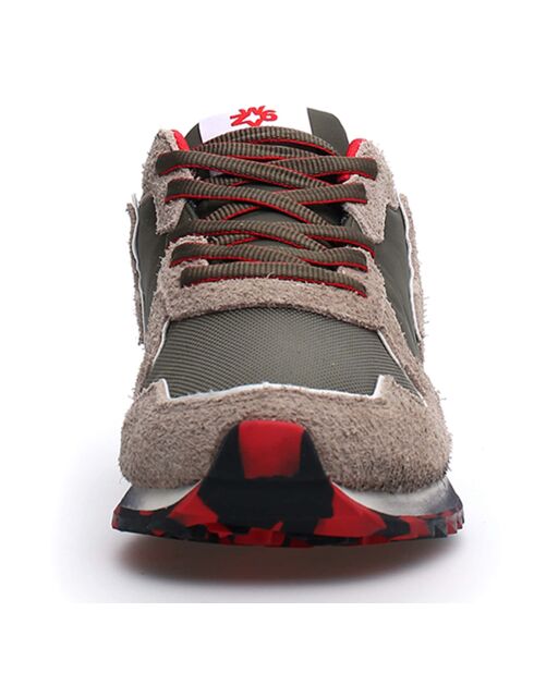 Sneakers en Cuir Jet taupe/noir/rouge
