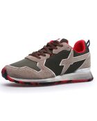 Sneakers en Cuir Jet taupe/noir/rouge