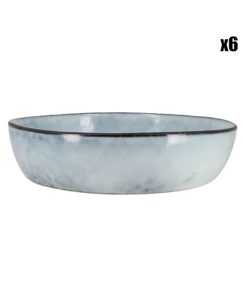 6 Assiettes creuses en grès Aronal bleues - D.20 cm