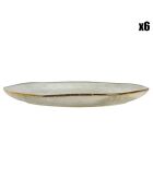 6 Assiettes plates en grès Boral beige  clair - D.27.5 cm