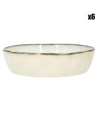 6 Assiettes creuses en grès Boral beige  clair - D.20 cm