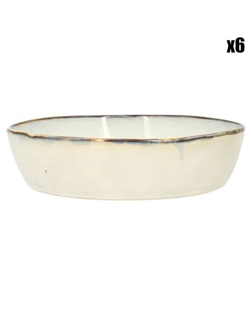 6 Assiettes creuses en grès Boral beige  clair - D.20 cm