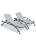 2 STAPELBARE SONNENLIEGEN BARCELONA-CL-KAKI IN GRAU/KHAKI