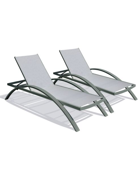 2 Bains de soleil BARCELONA-CL-KAKI empilables gris/kaki