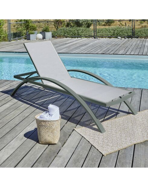 2 Bains de soleil BARCELONA-CL-KAKI empilables gris/kaki