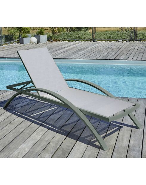 2 Bains de soleil BARCELONA-CL-KAKI empilables gris/kaki