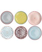 6 Grandes assiettes en Porcelaine Sabae multicolores - D.26.5 cm
