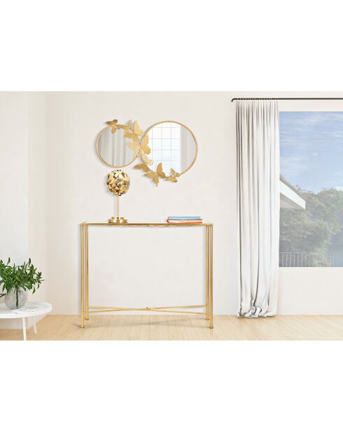 Console Butterflies dorée - 100x35x80 cm