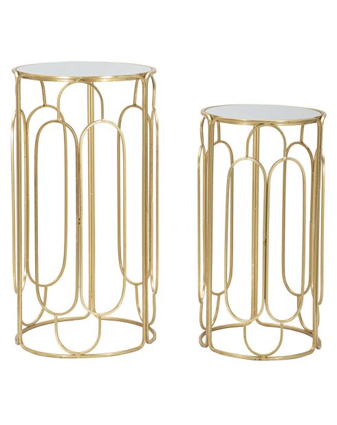 2 mesas auxiliares Arty doradas y plateadas