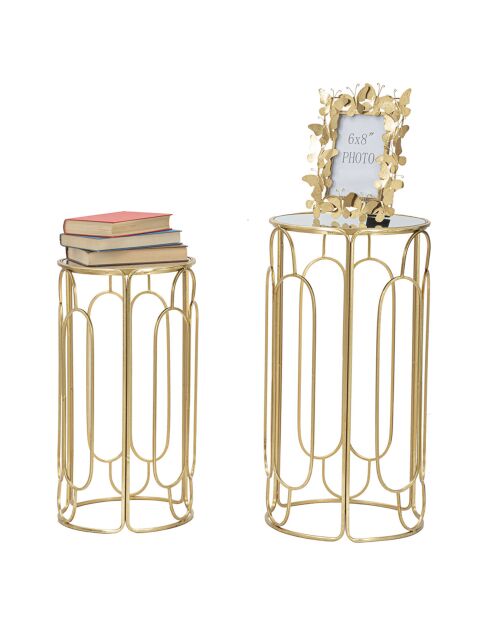 2 mesas auxiliares Arty doradas y plateadas