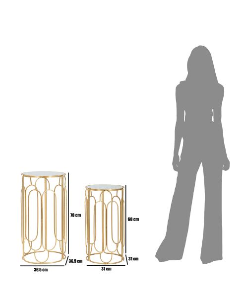 2 mesas auxiliares Arty doradas y plateadas