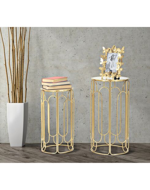 2 mesas auxiliares Arty doradas y plateadas