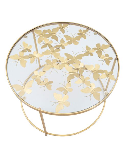 Table basse Butterflies dorée - D.60x40.5 cm