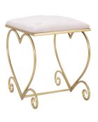 Tabouret Heart Rosa blanc/doré - 50x37.5x51.5 cm