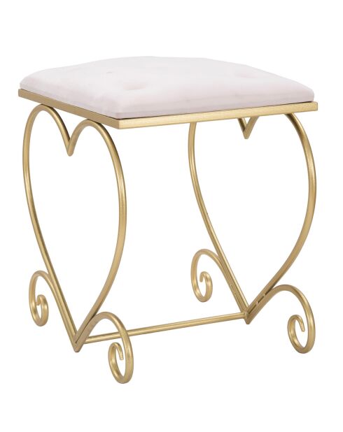 Tabouret Heart Rosa blanc/doré - 50x37.5x51.5 cm