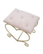 Tabouret Heart Rosa blanc/doré - 50x37.5x51.5 cm
