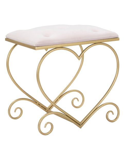 Tabouret Heart Rosa blanc/doré - 50x37.5x51.5 cm