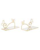 2 Etagères de chevet Butterfly dorées - 41.5x18x21 cm