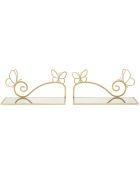 2 Etagères de chevet Butterfly dorées - 41.5x18x21 cm