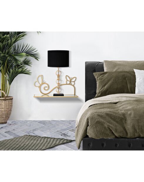 2 Etagères de chevet Butterfly dorées - 41.5x18x21 cm