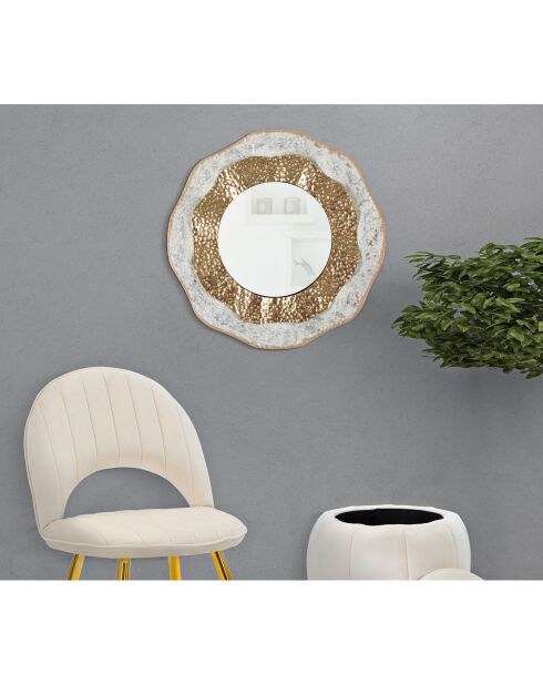 Miroir mural Shai Light crème/doré - D.54.5x4.5 cm