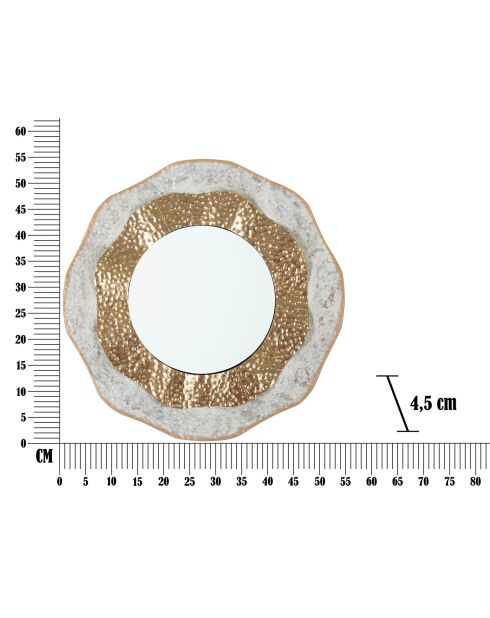 Miroir mural Shai Light crème/doré - D.54.5x4.5 cm