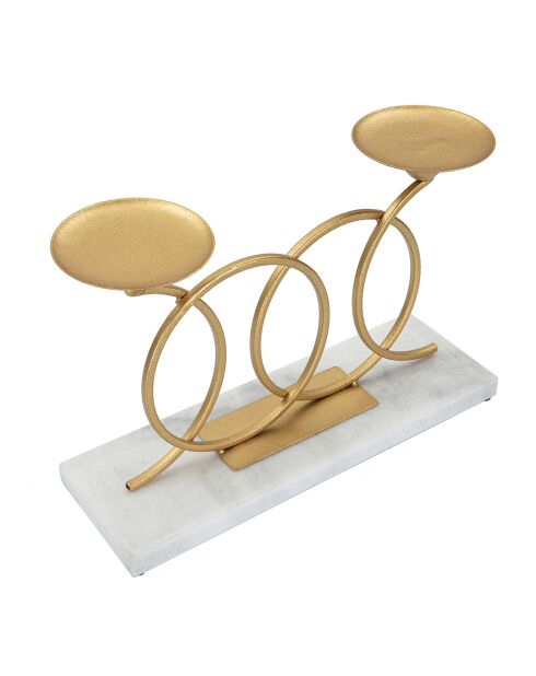 Bougeoir Infinity doré/marbre - 30x9x20 cm