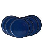 6 platos de postre de cerámica azul Blue Moon - D.20 cm